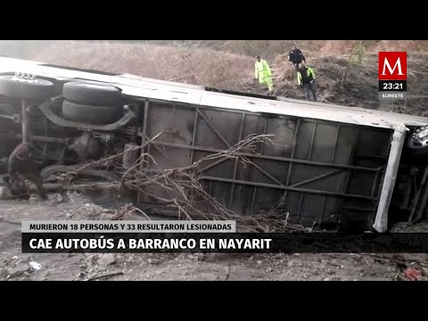 Autobús cae a barranco en la carretera Tepic-Puerto Vallarta; hay 18 muertos